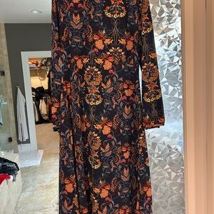 Madeline Blue and Floral Long Sleeve Dress